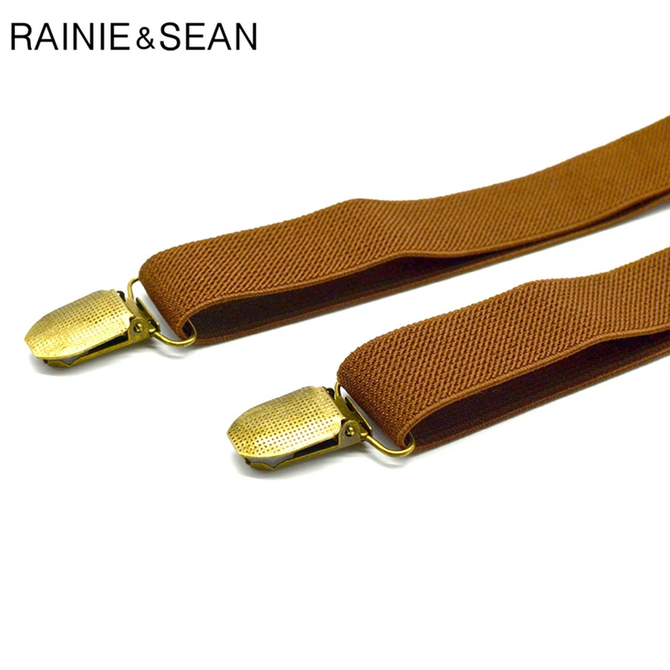 Мужской комплект RAINIE SEAN Audlt с галстуком бабочкой 4 зажима коричневые подтяжки
