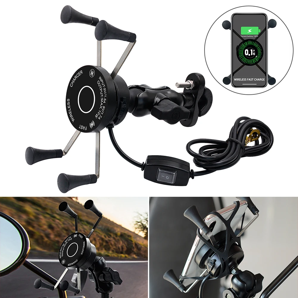 

Motorcycle Wireless Wired Two-in-one Charger Phone Holder