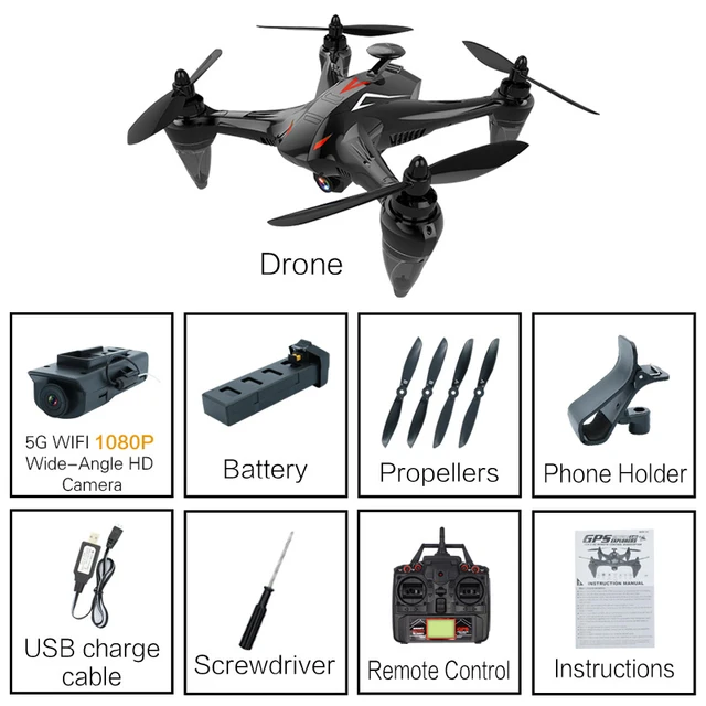 KaKBeir Ray Professional GPS Drones with Camera HD Follow Me Auto Return Brushless Quadrocopter FPV RC Dron Drone X Pro
