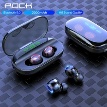 ROCK беспроводные Bluetooth V5.0 наушники светодиодный дисплей 8D HIFI стерео наушники-вкладыши 2000 мАч мощная Спортивная гарнитура с микрофоном