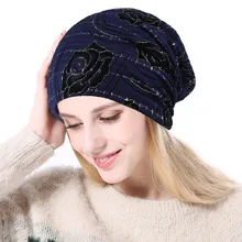 Модная женская шапка, весенне-осенняя Кепка с цветочным принтом, женские шапки, повседневные шапочки, одноцветные, на кнопках, сутулятся, Skullies Bonnet beanie