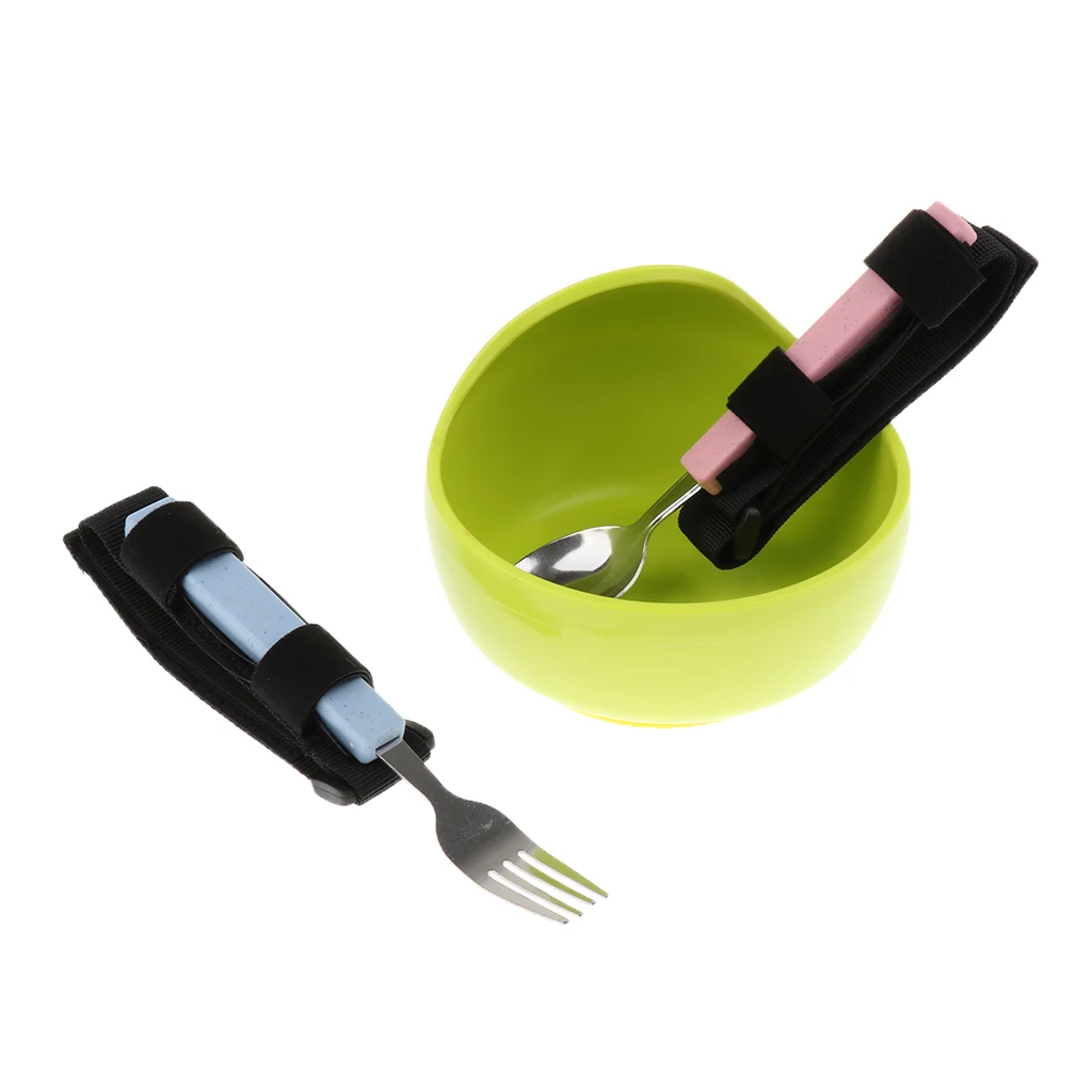 3pcs Hand Tremors Arthritis Elderly Utensil Eating Aid Spoon Fork Bowl Set, Dining Aids for Disabled