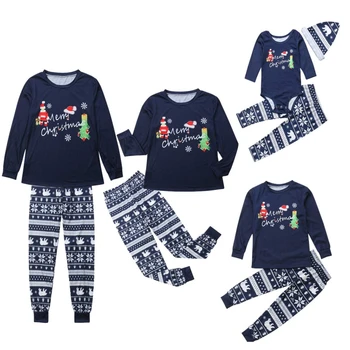 

Parent-child Pajamas Santa Claus Christmas Parent-child Wear Round Neck Long-sleeved Trousers Children's Pajamas Chrismes gift