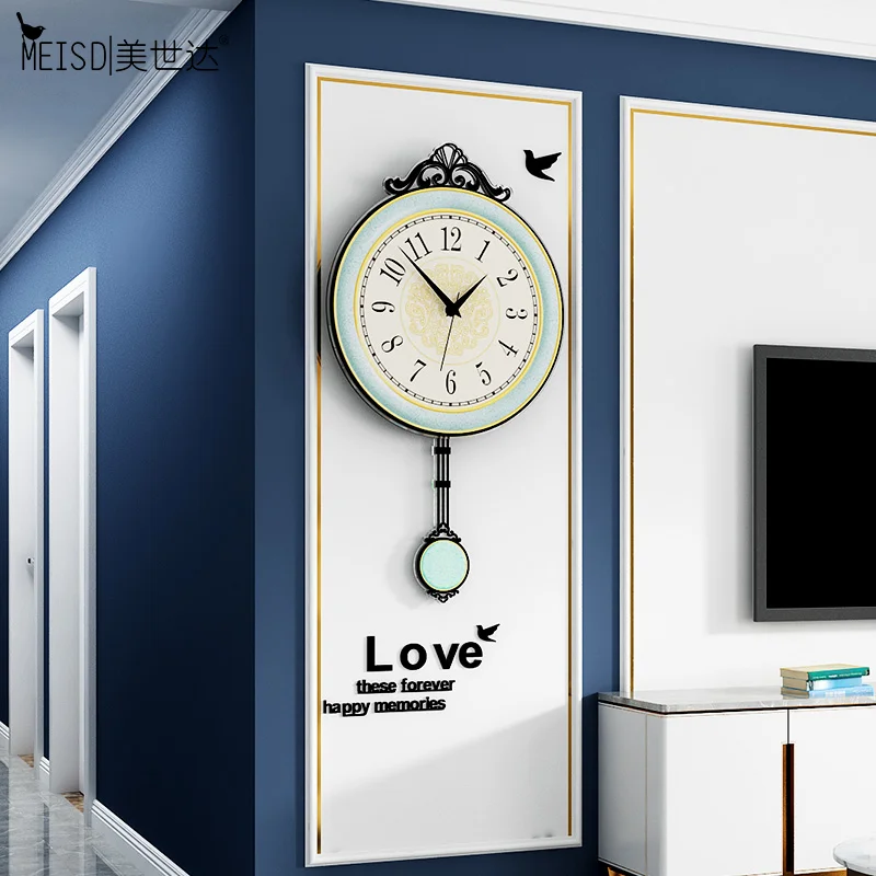 

MEISD Antique Pendulum Wall Clock Quality Quartz Room Vintage Clocks Free DIY Stickers Wall Hanging Watch Free Shipping Horloge