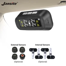 Jansite солнечная система контроля давления в автомобильных шинах, система контроля давления, дисплей, прикрепленный к стекПредупреждение TPMS, предупреждение о температуре с 4 датчиками, бар