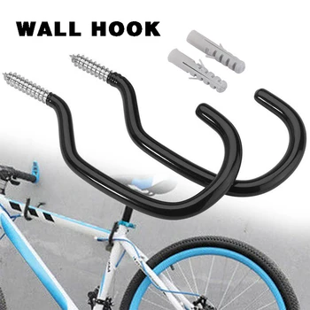 

2 Pcs Stand Holder Bicycle Storage Black Parking Racks Garage Hanger Steel Wall Mounted Cycling Bike Hook Brackets Accessories
