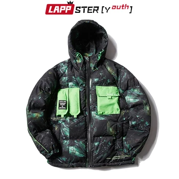 

LAPPSTER-Youth Men Funny Streetwear Camo Parka 2020 Mens Winter Jacket Thick Hooded Coats Mens Korean Pockets Designer Clothes