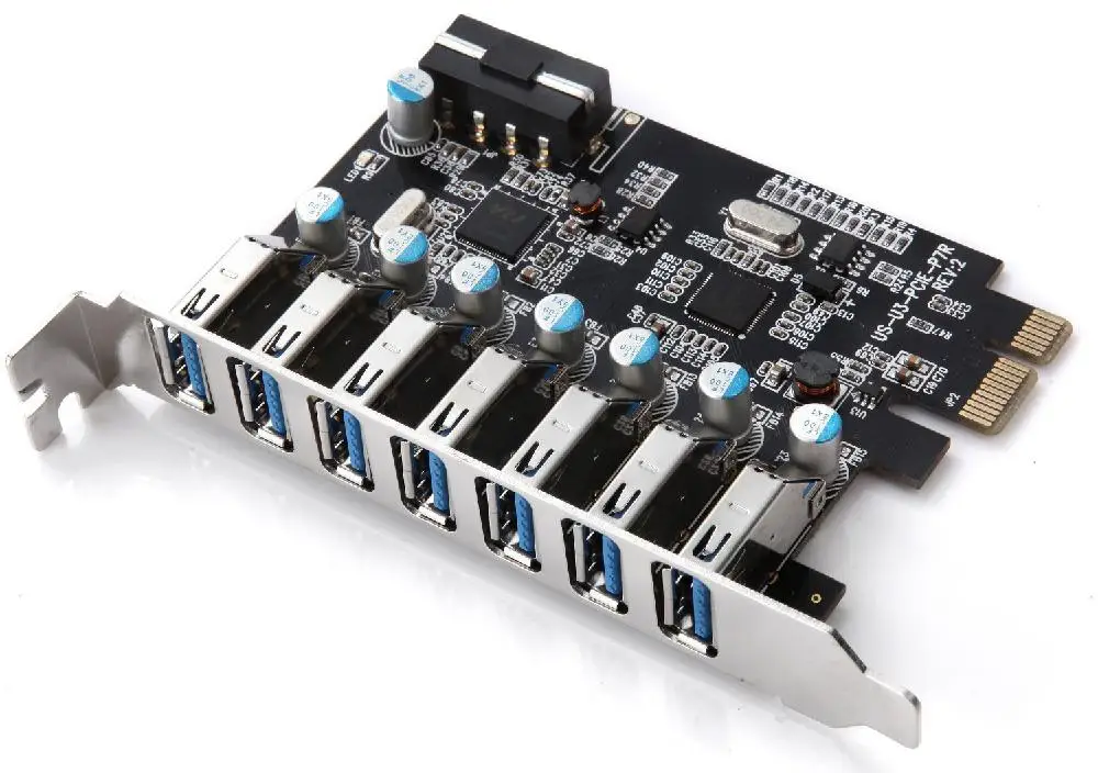 Адаптер для PCIE 7 портов USB 3,0(7 внешних портов) с разъемом питания Molex хост-контроллер NEC