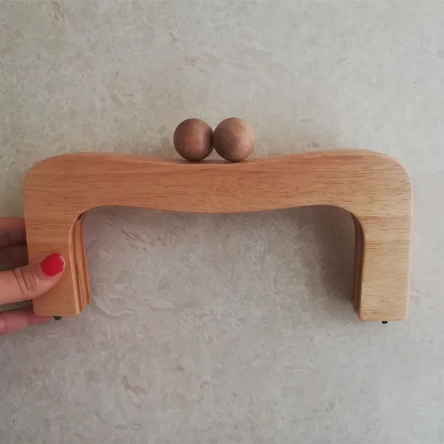 1 Set 22X10 Cm Factory Direct Sales New Style Wood Ball Head Screws Parts Solid Wooden Waist-Shaped Handbag Purse Frame Handle