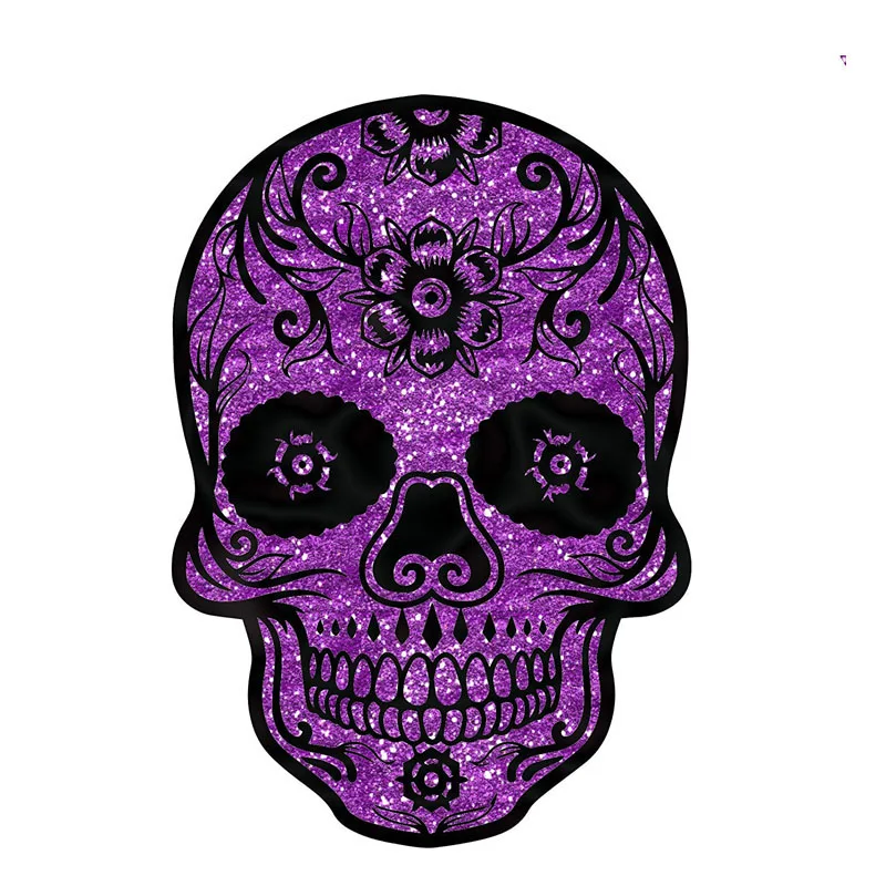 

DAWASARU Personality Car Sticker Purple Sugar Skull Reflective Decal Cover Scratches for Vw Golf 4 Mini Cooper Skoda,18cm*12cm