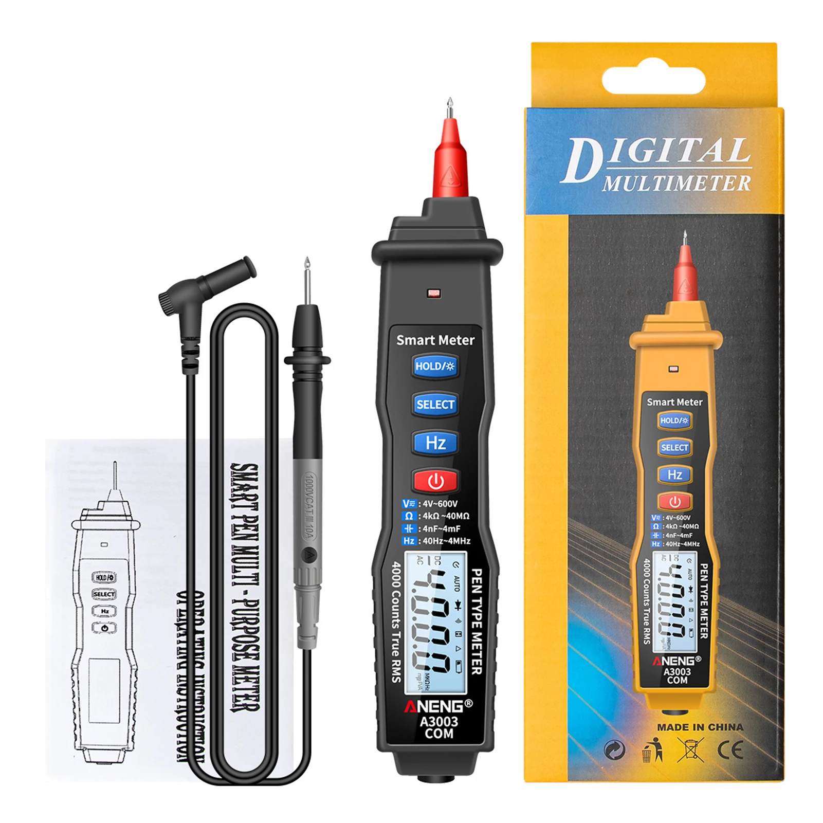 DC Voltmeter Amperemeter Ohmmeter ANENG Digital Pen Multimeter Auto Range AC