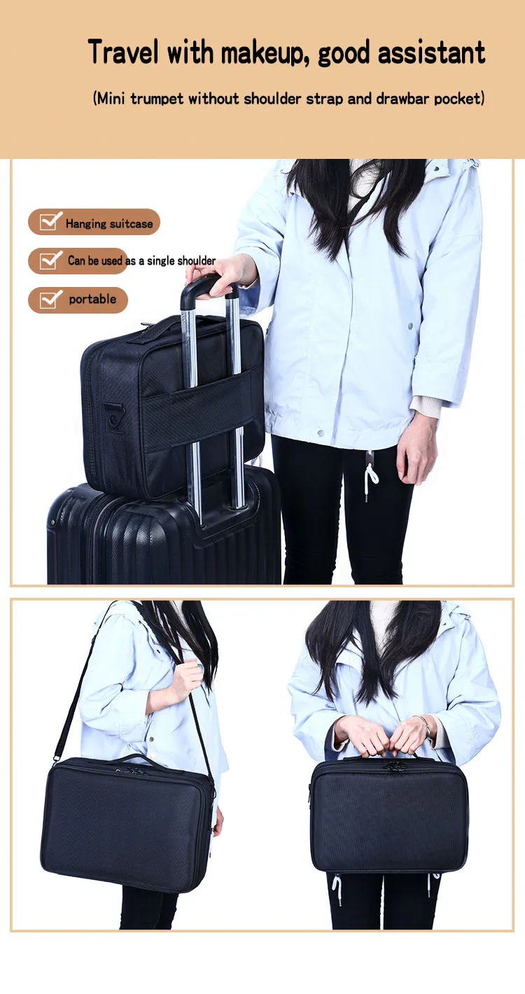 New Professional Makeup Organizer Cosmetic Case Bag Large Capacity Storage Case Multilayer Suitcase