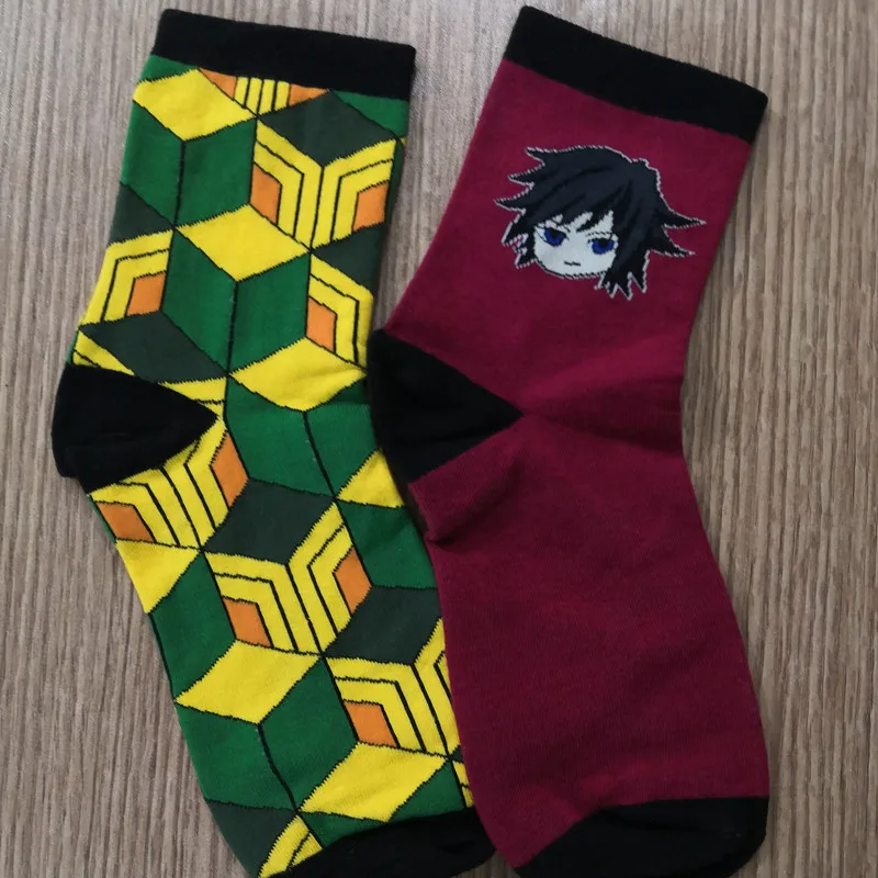 Аниме Demon Slayer Kimetsu no Yaiba Kamado Tanjirou Kochou Shinobu носки с вышивкой до щиколотки рисунком из