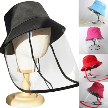 

Pudcoco Fisherman Hat With Protective Clear Mask Dust-proof Anti-foam Sun Cap Plastic Anti-fog Saliva Hats Face Shields Hats