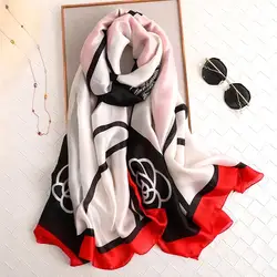 Негабаритное пляжное парео пляжные шали Летние шифоновые принты буквы шелковый шарф женский шейный платок парео женский фуляр Дамская
