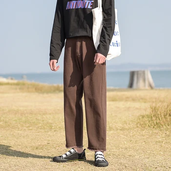 

2019 Spring And Autumn New Solid Color Loose Casual Trousers Korean Version Of The Trend Nine Pants Men's Black / Coral Red28-34