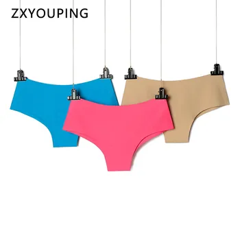 

3Pcs/Lot Large Size Ice Silk Seamless Panties Solid Mid-Rise Sexy Briefs Underwear Women Elasticity Lingerie Female SX-L US Size