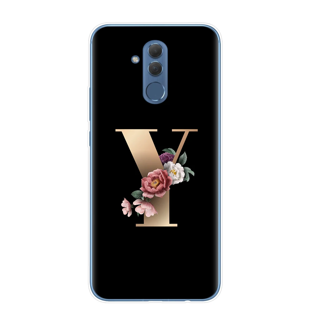 Классический элегантный цветочный алфавит шрифт письмо Телефон чехол для Huawei Mate 10 20 30 Lite Pro Y9 чехол мягкий TPU Coque Etui Funda - Цвет: T7606