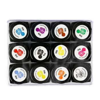

12Pcs Carve Patterns Varnish UV Gel 3D Bright Colors Sculpture Painting Gel Nail Polish Easy To Decoration