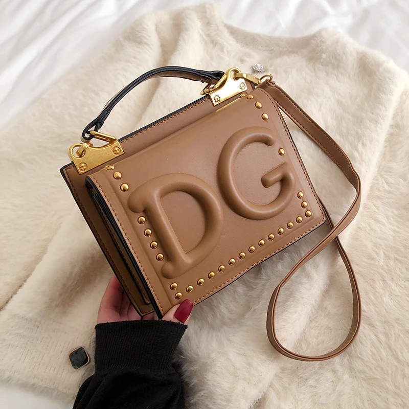 

Louis Brand Bags for Women 2020 New Fashion Rivets Western Style Portable Small Square Bag Letters Wild Crossbody Shoulder Bag
