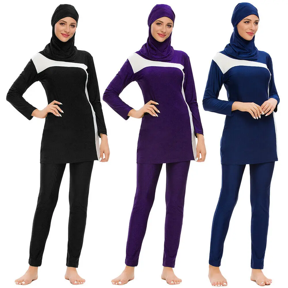3pcs Plus Size Full Cover Burkini Muslim Women Swimwear Hijab Swimsuit Modest Beachwear Islam Bathing Suit