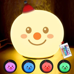 Silicone Snowman LED Night Light Special Lamp For Christmas Holiday Child Kid Gift Bedroom Lighting Decoration