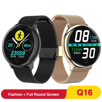 

Q16 Full Round Touch Control Heart Rate Blood Pressure Physiological Monitor Bracelet Fitness Tracker Smart Watch
