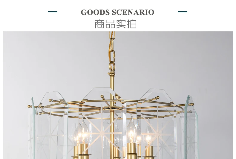 Postmodern luxury glass Pendant lights home villa living room atmosphere Pendant lights American metal dining room lamp