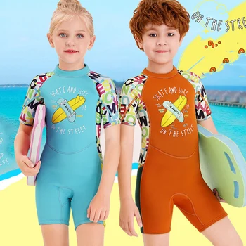 

Summer One-Piece Jumpsuit Wetsuit Swimsuit Kids Swim 2.5MM SCR Warm Snorkeling Swimsuit girls Boys student Beach surfing clothes