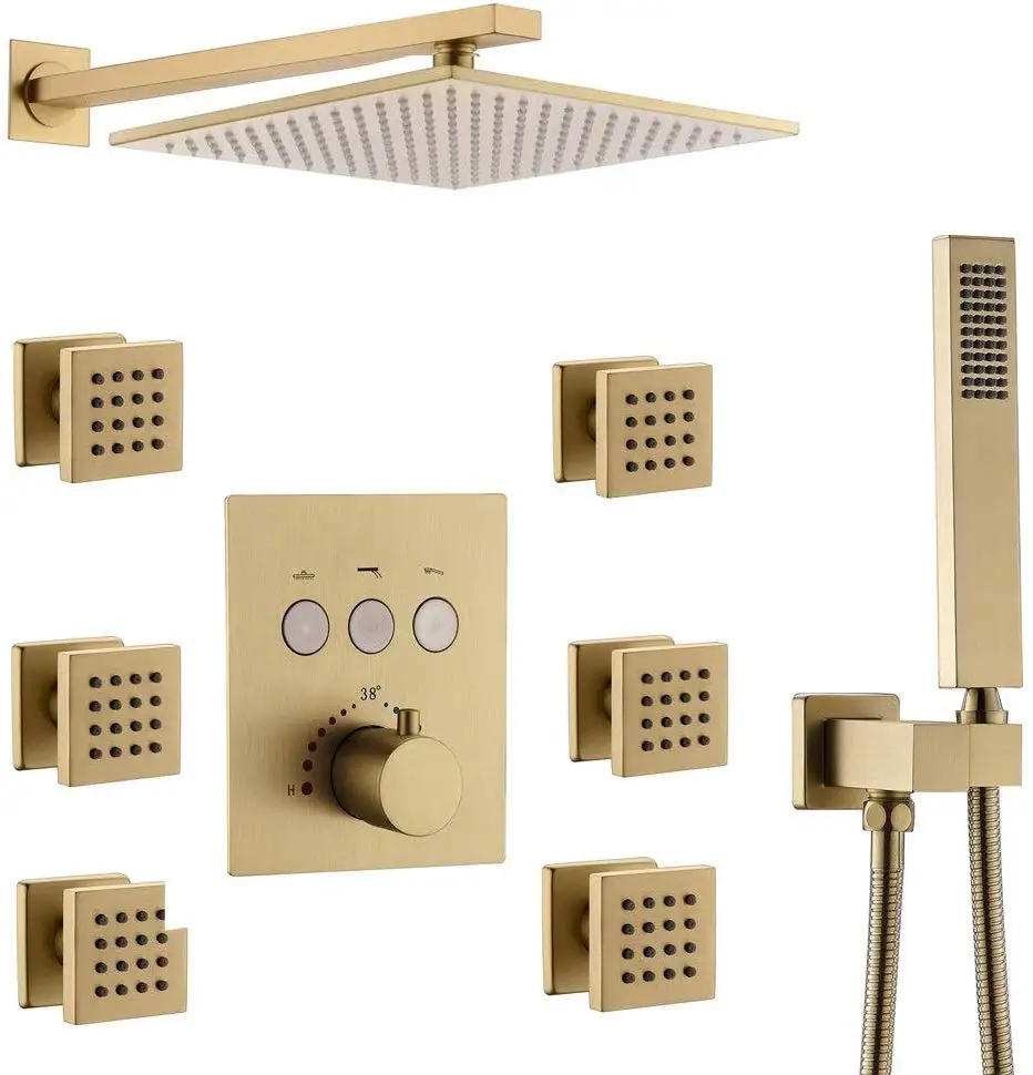 Роскошная ванная комната матовая Золотая 10 &quotквадратная насадка для душа с