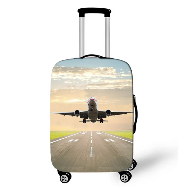 18-32 Inch Aircraft Travel Suitcase Cover Printed plane Elastic Luggage Protective Cover Anti-dust Trolley Case Travel Accessory - Цвет: as pictures