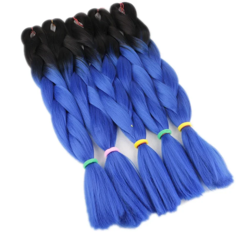 T1B/синий Desire for hair, 1 упаковка, 24 дюйма, 100 г, синтетические огромные косички, цвет Омбре, черный, серый, бордовый, косички для наращивания волос - Цвет: T1B/синий