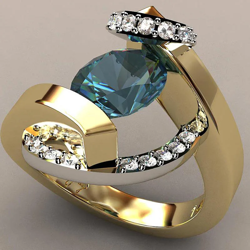 

Luxury Brand Female Zircon Stone Men Ring Crystal Gold Color Ring Wedding Jewelry Boho Engagement Rings For Women O4M251