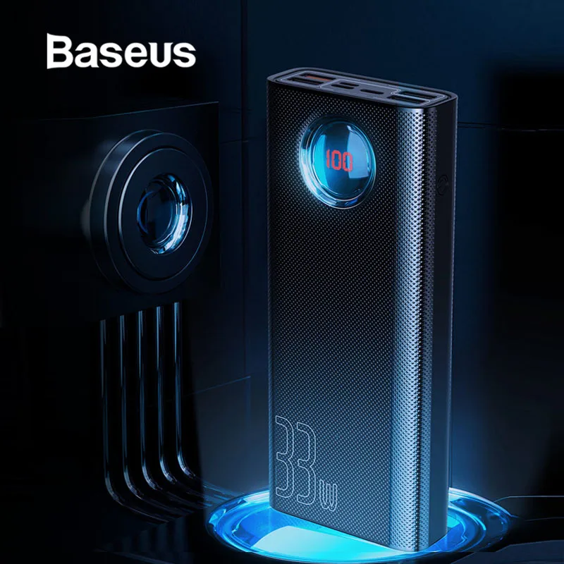 

Baseus 30000mAh Power Bank Portable Charger For iPhone Samsung Xiaomi 4 USB PD3.0 QC 3.0 Fast Charger External Battery PoverBank