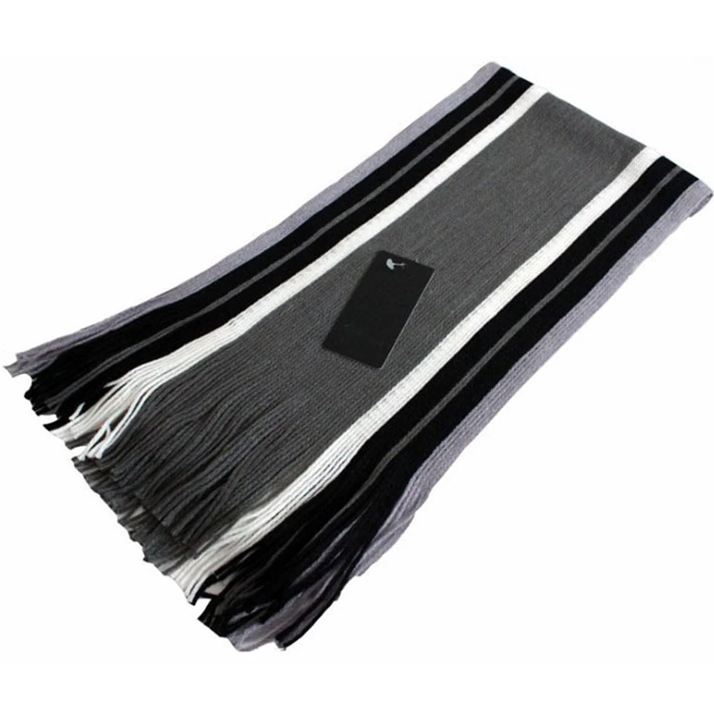 Мужской вязаный шерстяной шарф фуляр 2019 полосатые шарфы пончо повседневный