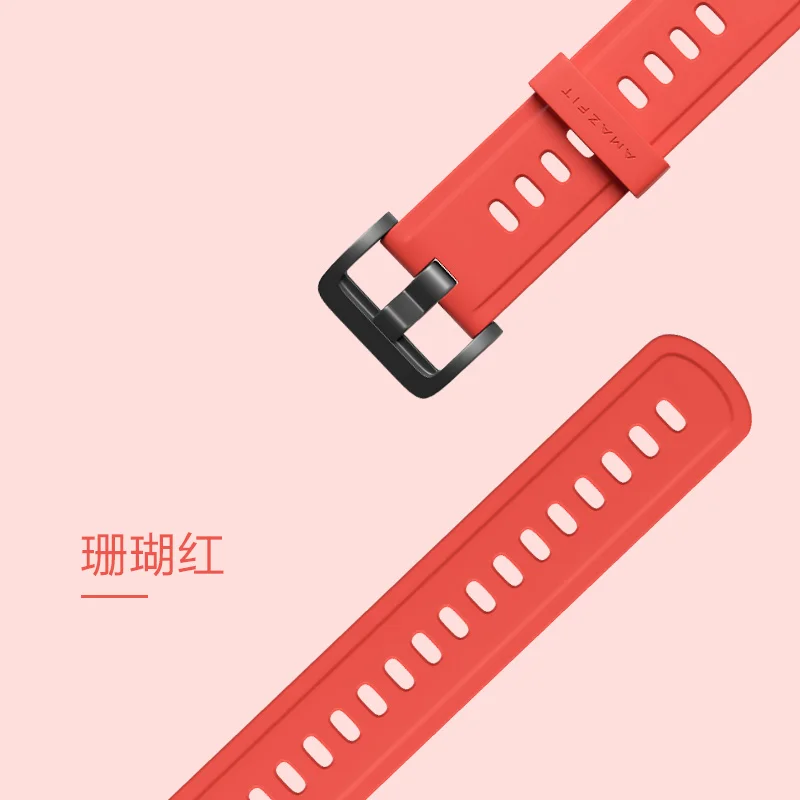 Оригинальные часы с силиконовым ремешком для Xiaomi Huami Amazfit GTR(47 мм и 42 мм) и умные спортивные часы 1 2 2S& Bip Lite - Цвет: Red