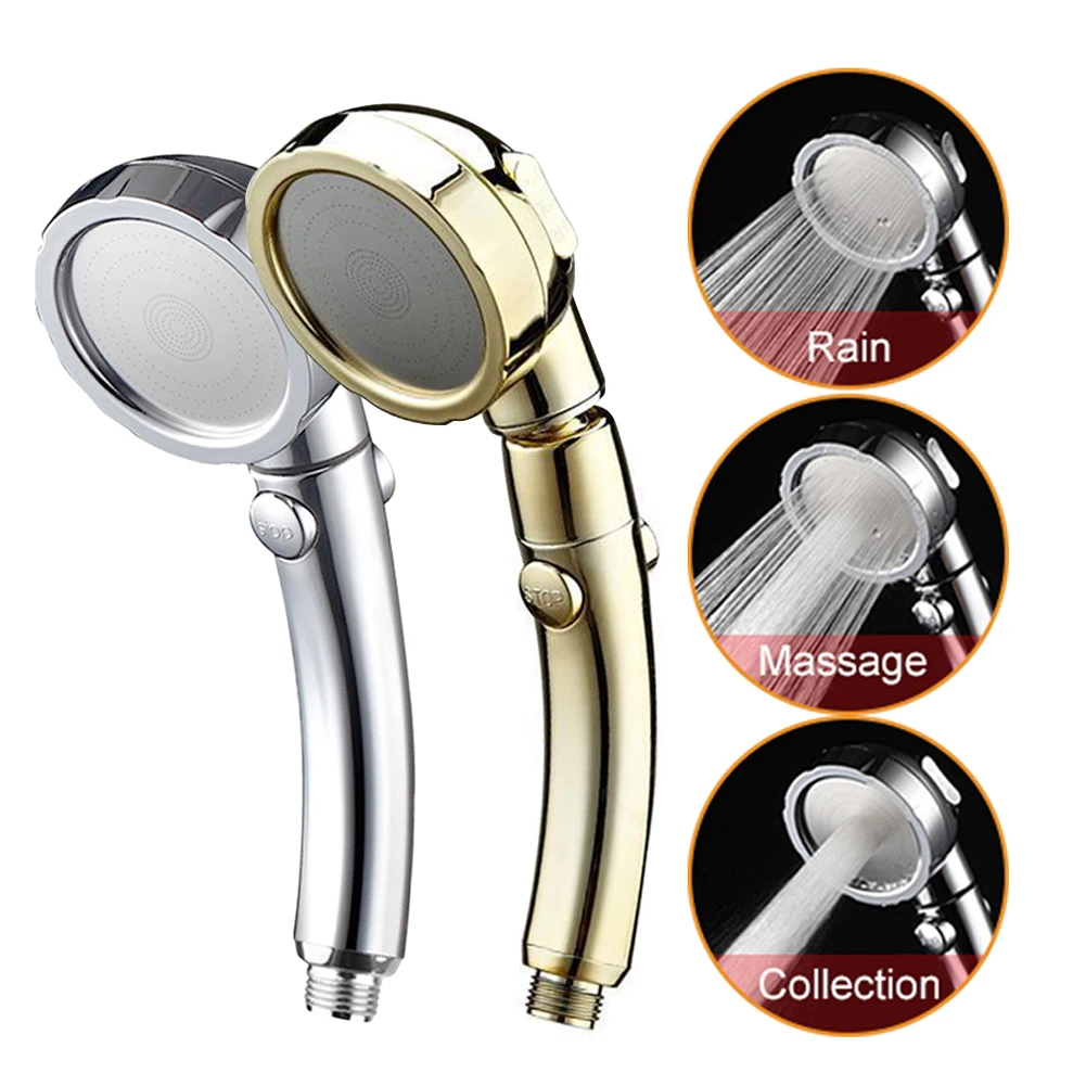 3 Modes 360 Rotation Handheld High Gold Silver Pressure Shower Header Mode Head 360° Bathroom |