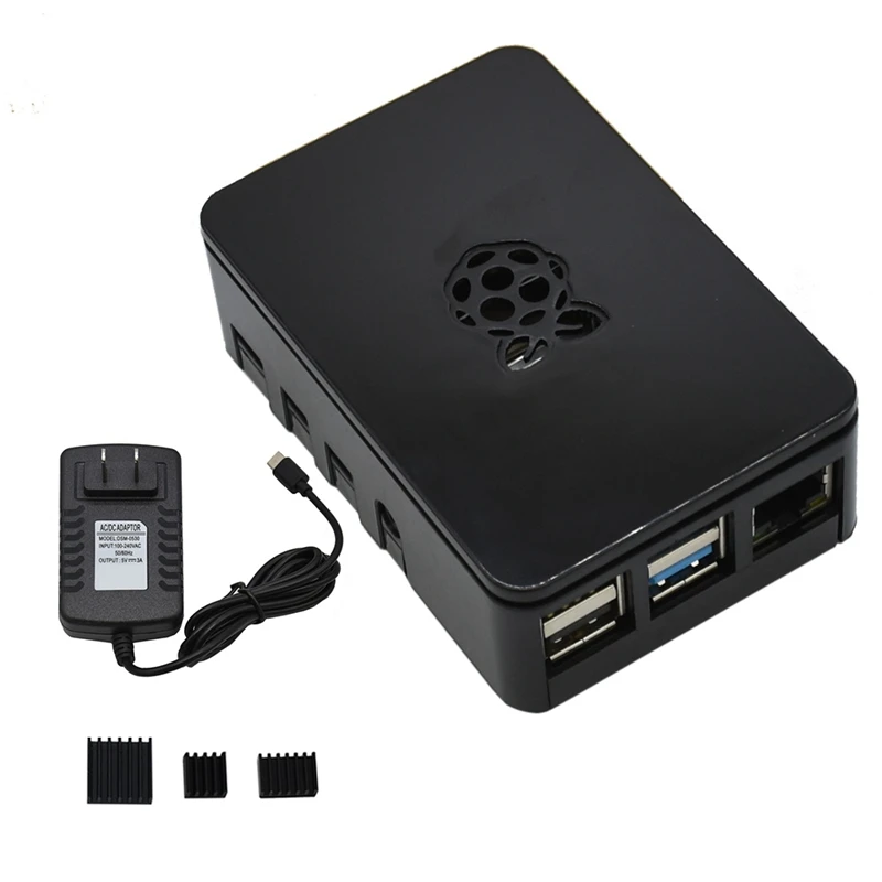 Для Raspberry Pi чехол Корпус коробка V4 с теплоотводом+ 5 В/3A блок питания для Raspberry Pi 4B