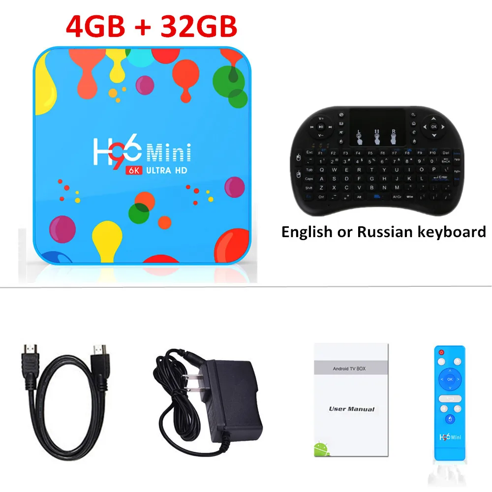4G32G i8 4 ГБ 128 ГБ H96 Мини Android 9,0 ТВ приставка Allwinner H6 четырехъядерный 6K Wifi Google плеер Youtube 4K телеприставка 32 Гб PK H96 MAX PLUS - Цвет: 4G32G i8