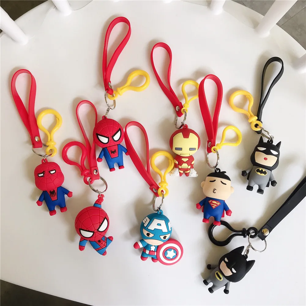 

Cartoon Avengers doll Lanyard keychain Key Ring Straps Silicone Marvel super hero DIY decorative pendant for Keys earphone case