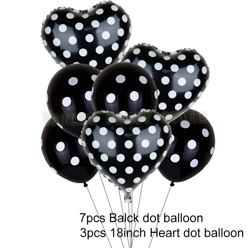 Black Mix 10pcs 1 компл. Красный черный горошек Божья коровка латексный шар Микки Маус Алюминиевая Фольга Воздушный шар День рождения украшение детский душ принадлежности - Цвет: Black Mix 10pcs