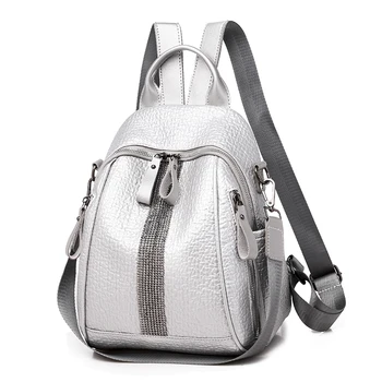 

Brand silver diamond backpack 2019 new elephant pattern bag youth girl travel bag designer design high quality