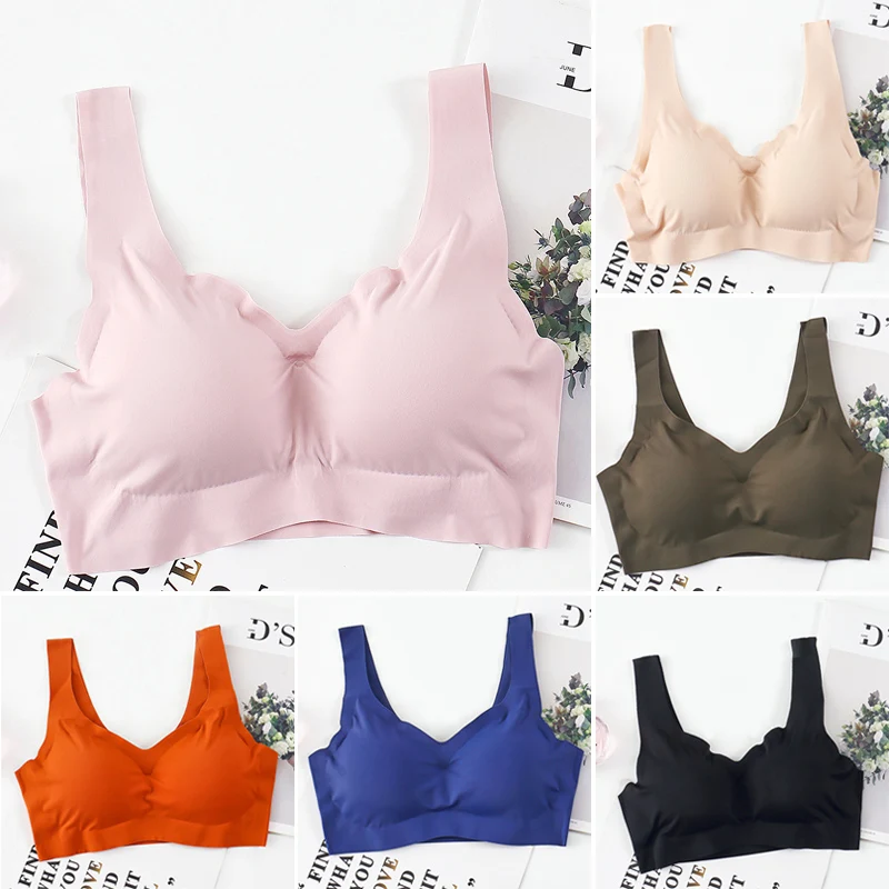 Женский бесшовный беспроводной удобный бюстгальтер со съемной чашкой без