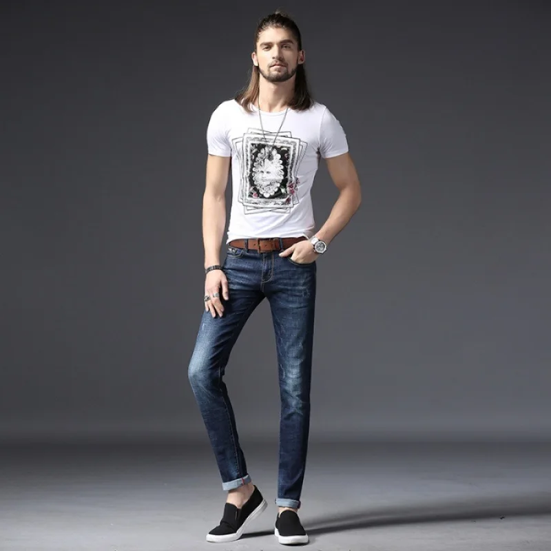 

Jeans Men's Slim Fit Trousers Blue H106 # Interior Outer Mold