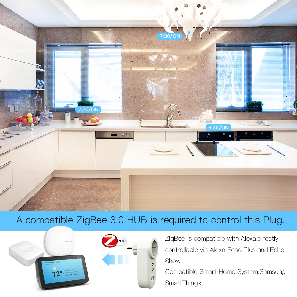 ЕС ZigBee3.0 двойной USB беспроводной разъем SmartThings приложение дистанционное управление эхо плюс Голосовое управление работа с Alexa Google Home