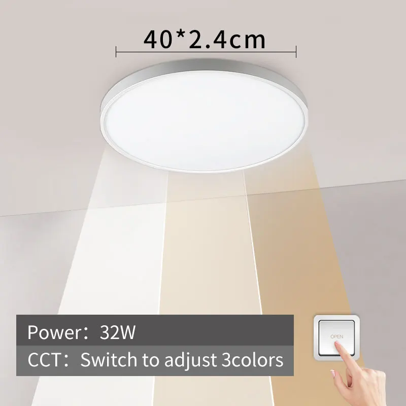 32W-3color Светодиодный панельный светильник 36 Вт 45 Вт высокой мощности D480 D600 220V Home Lighting 5000K лампы для гостиной спальни ультратонкие поверхностные монтажные панельные лампы - Испускаемый цвет: 32W-3color