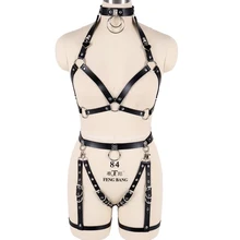 1 комплект ремни для нижнего белья кожаный ремень Связывание Готический бюстгальтер заклепки клуб фестиваль черный стимпанк ноги подвязки ремни подвязки регулируемые