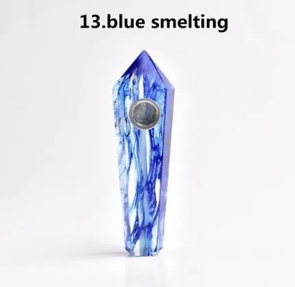 1 шт. натуральный кварцевый кристалл лабрадорит камень курительная трубка для исцеления 10,5x3x1,9 см украшение из кристалла - Цвет: Blue melting