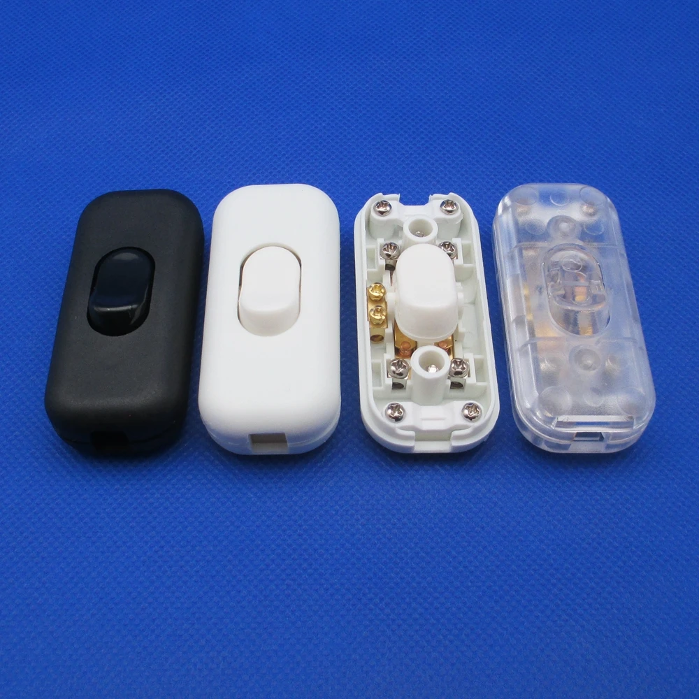 1pcs bedside Lamp Switch in line on/off double cut silver contact two-wire control table desk lamp cord cable switch 6A 250VAC