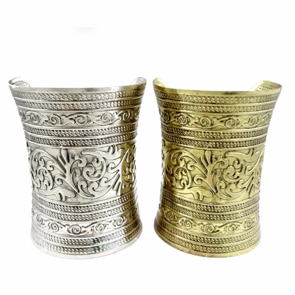 Metallic Gothic Long Wide Bracelet - Image 5